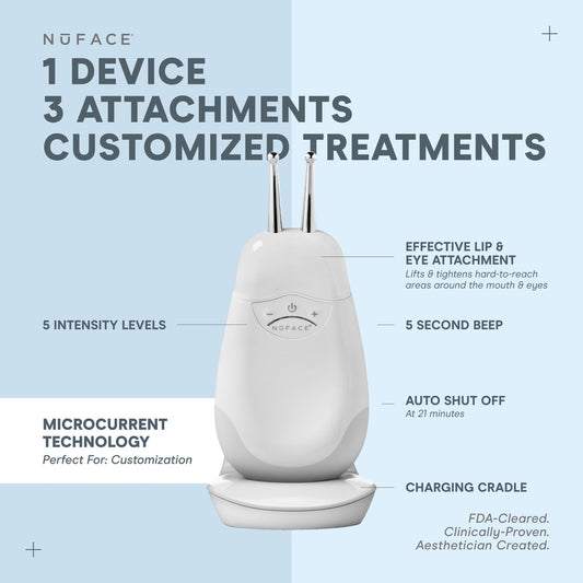 Nuface Effective Lip & Eye Attachment For Trinity Microcurrent Facial Device, Fda Cleared - Depuffing, Line Smoothing, Plumping & Tightening Treatment For Hard-To-Reach Areas Around Mouth And Eyes