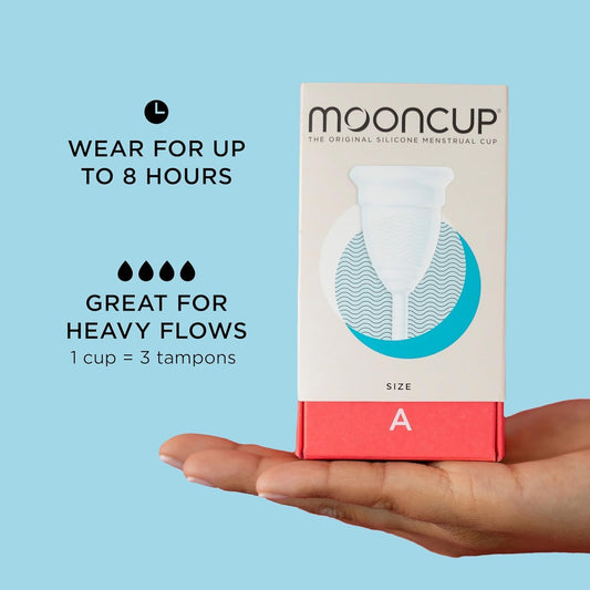 MooncupĀ® The Original Silicone Menstrual Cup, Reusable, Ultra Soft & Easy Insert, Great For Heavy Flows, Size A, Age 30+ Or Post Vaginal Birth (Pack Of 1)