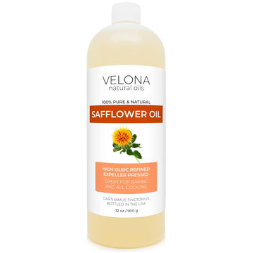 velona Safflower Oil 32 oz | 100% Pure and Natural Carrier Oil | Refined, Expeller Pressed | Cooking, Skin, Hair, Body & Face Moisturizing | Use Today - Enjoy Results
