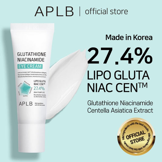 Aplb Glutathione Niacinamide Eye Cream | Lipo Gluta Niac Cen™ 27.4% 0.68 Fl.Oz/Korean Skincare, Eye Cream For Dark Circles And Puffiness, Improve Elasticity & Provide Moisture Around Eye Region