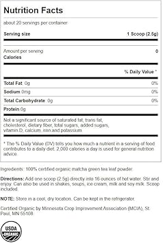 Swanson 100% Certified Organic Matcha Green Tea 1.76 Ounce (50 G) Pwdr (4 Pack)
