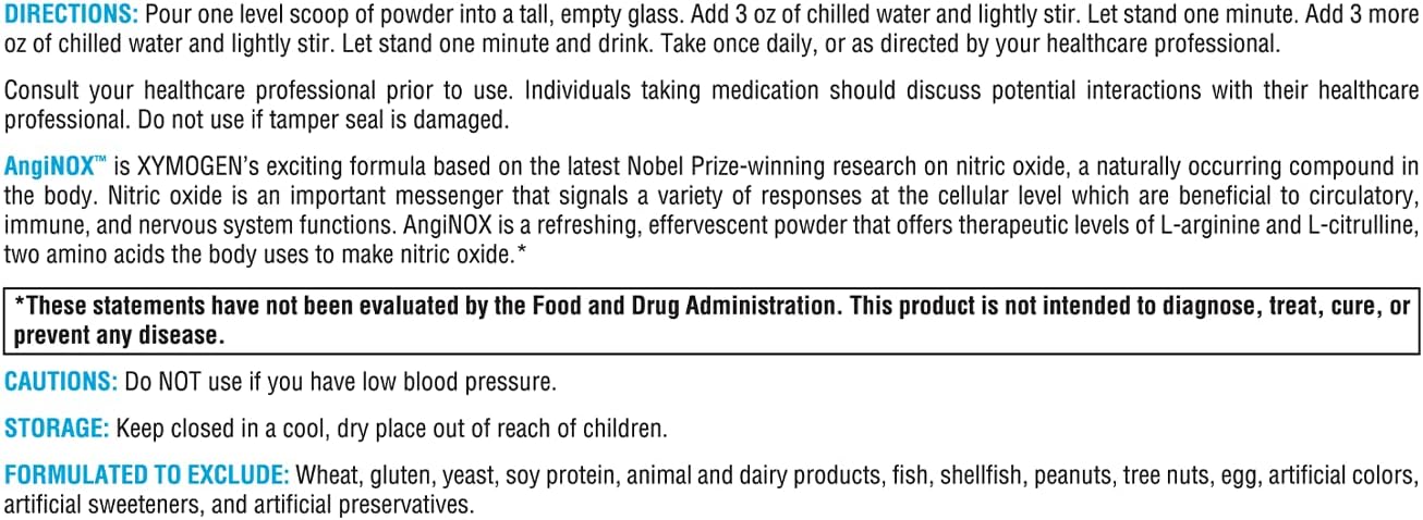 XYMOGEN AngiNOX - Nitric Oxide Support Powder with L-Arginine, L-Citru
