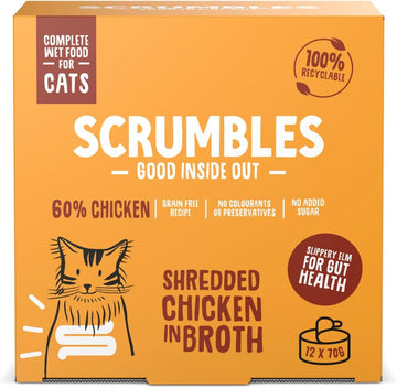 Scrumbles Natural Wet Cat Food, Shredded Chicken In Broth 12X 70G