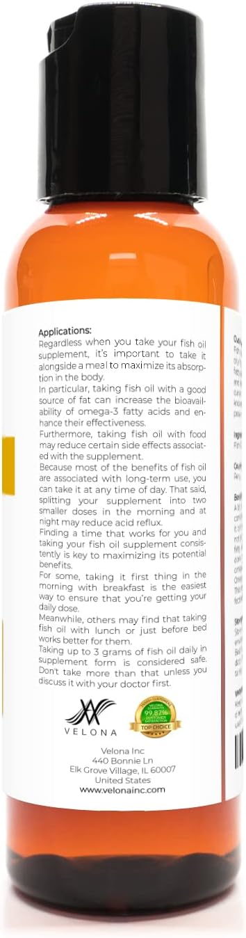velona Fish Omega-3 Oil 2 oz | 100% Pure and Natural Carrier Oil | Refined, Cold pressed | Vitamin E, D, Omega-3 | Cooking, Skin, Face, Body, Hair Care | Use Today - Enjoy Results : Health & Household