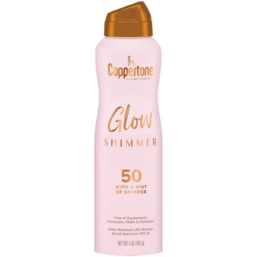 Coppertone Glow With Shimmer Sunscreen Spray Spf 50, Water Resistant Spray Sunscreen, Broad Spectrum Spf 50 Sunscreen Spray, 5 Oz Spray