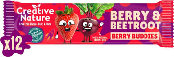 Creative Nature Snack Bars | Berry & Beetroot Flavour | Gluten Free | Oat And Fruit | Healthy Kids Snack Bar, Lunchbox Snacks | Top 14 Allergen Free |12 Bars X 25G