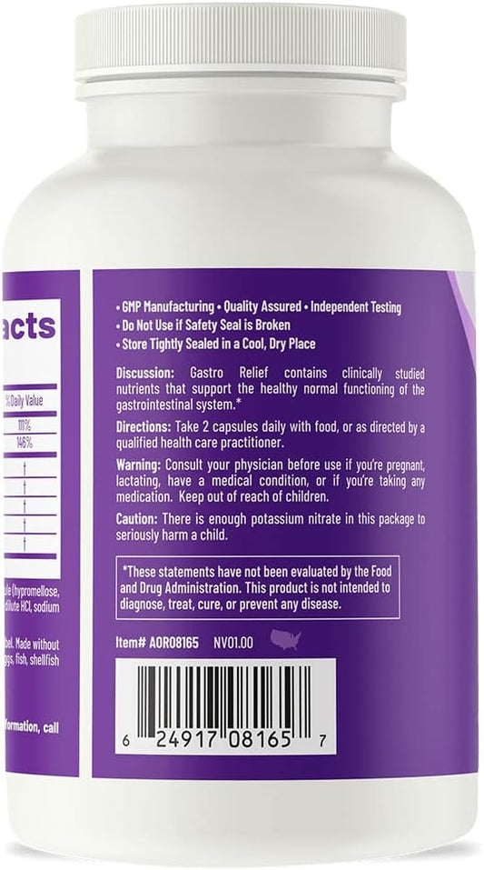 Aor, Gastro Relief, Natural Supplement For Gastro Health With Mastic Gum And Vitamin C, Vegan, 60 Capsules (30 Servings)
