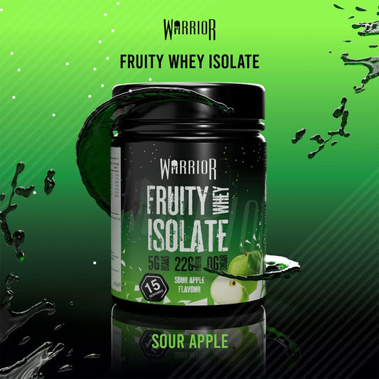 Warrior Fruity Clear Whey Isolate – Rapid Digesting Protein Powder – Refreshingly Fruit Flavoured Shakes – Easy To Drink & Consume Post Workout, Low Sugar, 15 Servings (Sour Apple, 375G)