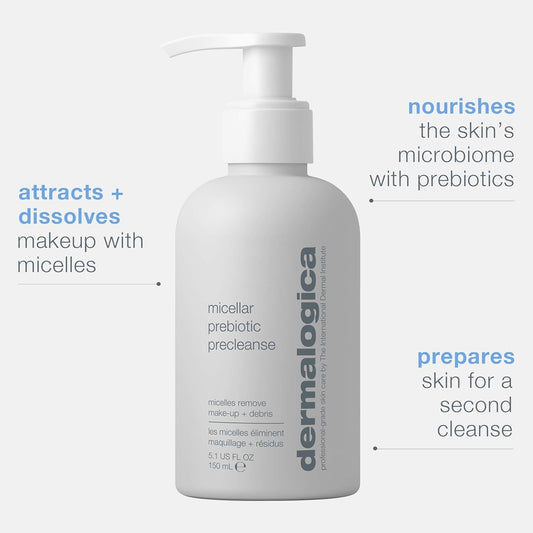Dermalogica Micellar Prebiotic Precleanse, Makeup Remover Face Wash - Nourishing Pre Cleansing Lifts Away Dirt, Oil, And Make Up, 5.1 Fl Oz