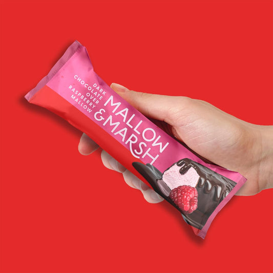 Mallow & Marsh Raspberry Marshmallow Bar Coated In 70% Dark Chocolate - Multipack – 12 X 35G