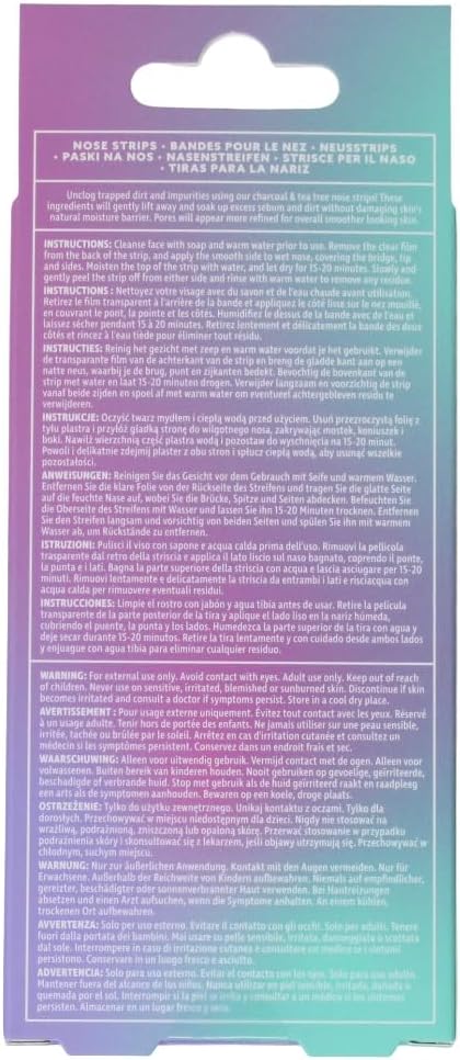 Yes Studio Charcoal & Tea Tree Nose Strips - Purifying Blackhead Removal, 18 Strips, Unclogs Pores For Clearer Smoother Looking Skin