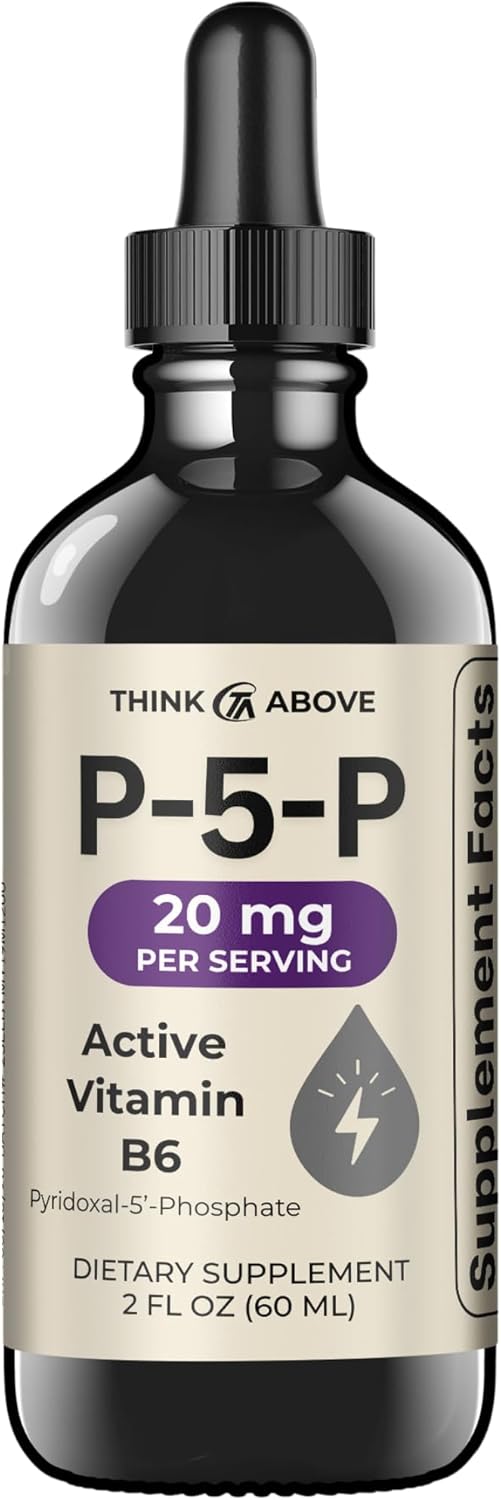 P5P Liquid Drops – Activated Vitamin B6 (Pyridoxal-5-Phosphate) – Fast Absorption Formula – Nervous System & Energy Support – 2 Oz (60 Ml)