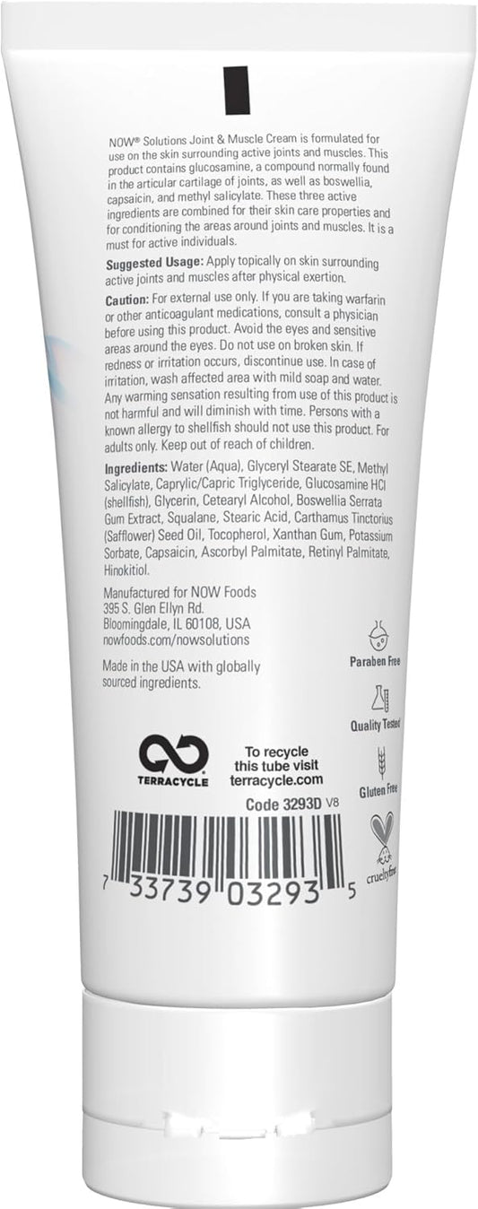 Now Solutions, Joint & Muscle Cream With Capsaicin And Boswellia, Paraben Free, 4-Ounce (Pack Of 2)