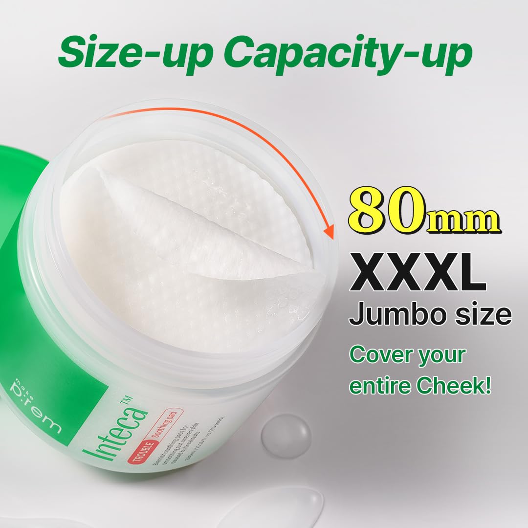 Make P:Rem Inteca Trouble Soothing Pads, Dual-Texture Jumbo Pads For Exfoliating/Blackheads/Sebum Care, Trouble Calming Pad For Sensitive Skin, Korean Skin Care, 11.15 Fl.Oz, 330Ml (70 Pads) : Beauty & Personal Care