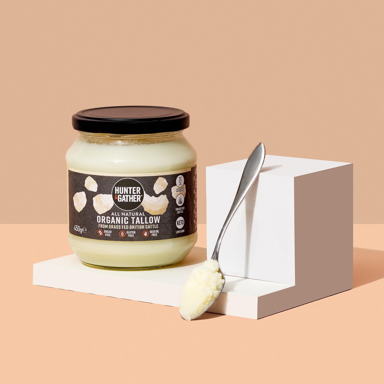 Hunter & Gather Organic Beef Tallow from Grass Fed British Cows 300g | Gluten Free, Seed Oil Free | Keto, Low Carb, Paleo I Ancestrally Inspired Nutrition I Simply 1 Ingredient I Glass Jar : Amazon.co.uk: Grocery