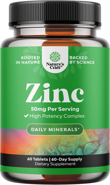 Zinc 50Mg Immune Support Supplement - Zinc Complex Supplement For Immune System And Zinc Supplement To Enhance Hair Skin And Nails Vitamins - Easy To Swallow Potent Daily Zinc Tablets For Adults