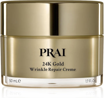 Prai 24K Gold Caviar Wrinkle Repair Creme 50Ml - Intensive Real 24K Gold - Advanced Anti-Ageing Anti-Wrinkle Skincare - Hydrates, Firms, Brightens Skin - With Hyaluronic Acid, Peptides & Sunflower Oil