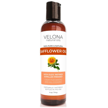 velona Safflower Oil 4 oz | 100% Pure and Natural Carrier Oil | Refined, Expeller Pressed | Cooking, Skin, Hair, Body & Face Moisturizing | Use Today - Enjoy Results