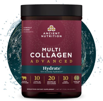 Ancient Nutrition Advanced Multi Collagen Protein Powder Hydrate, Lemon Lime, 30 Servings