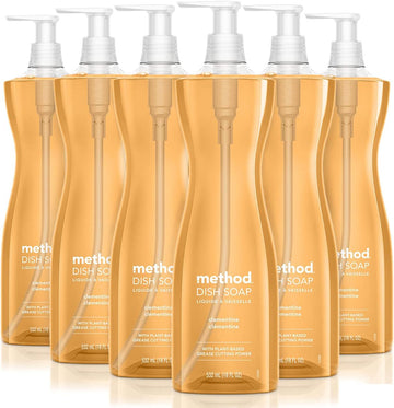Method Gel Dish Soap, Clementine Scent, Biodegradable Formula, Tough On Grease & Stuck-On Food, Cruelty Free Formula, Made With Recycled Plastic, 18 Fl Oz