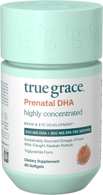 True Grace Prenatal Dha - 60 Softgels - 1400Mg Of Dha & Epa - For Pre-Conception, Pregnancy & Lactation - Wild Caught & Sustainably Sourced - Gluten Free - 30 Day Supply