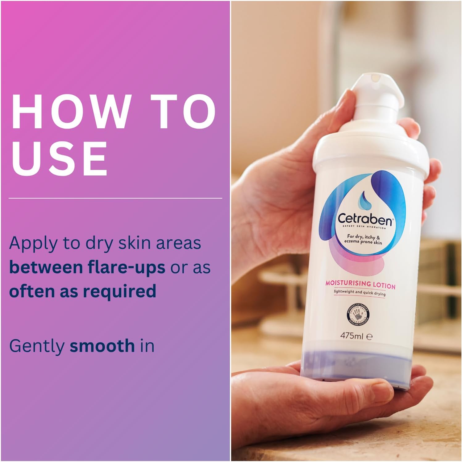 Cetraben Moisturising Lotion, Dry, Sensitive & Eczema-Prone Skin, Lightweight & Quick Drying, Soothes & Protects Skin, Daily Moisturiser Suitable for Adults & Children, Fragrance Free, 1 x 475ml : Amazon.co.uk: Health & Personal Care