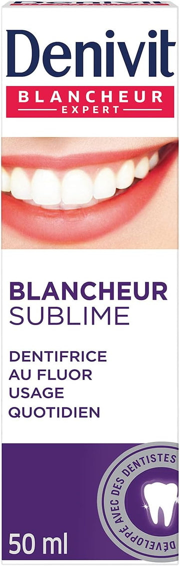 Denivit - Toothpaste - Sublime Whiteness - Effectively Removes Stains - Natural White - Protects Enamel - Protects Tooth Caries, Plaque And Gum Problems - 50Ml Tube