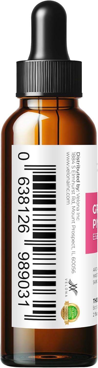 Grapefruit Pink Essential Oil By Velona - 2 Oz | Therapeutic Grade For Aromatherapy Diffuser Undiluted