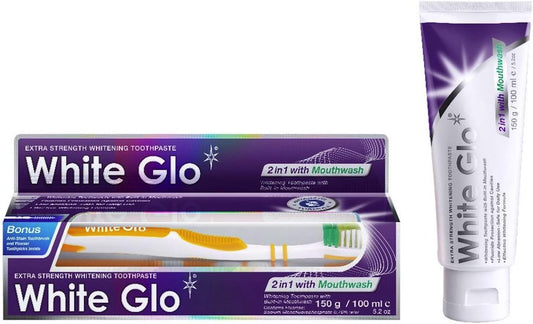 White Glo 2-In-1 Whitening Toothpaste With Mouthwash, 100 Ml, Pack Of 6