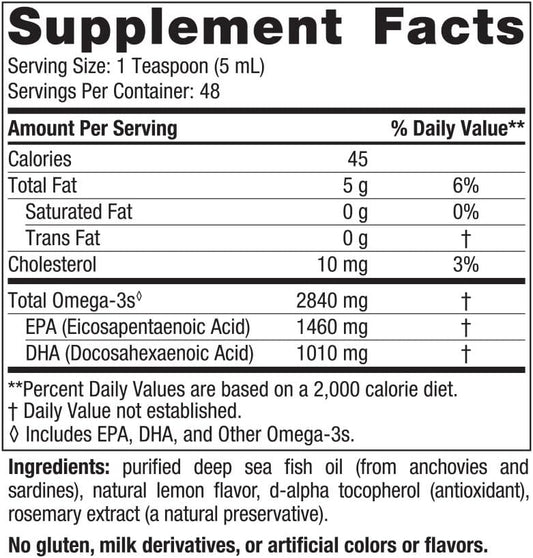 Nordic Naturals Ultimate Omega Liquid, Lemon Flavor - 8 oz - 2840 mg O