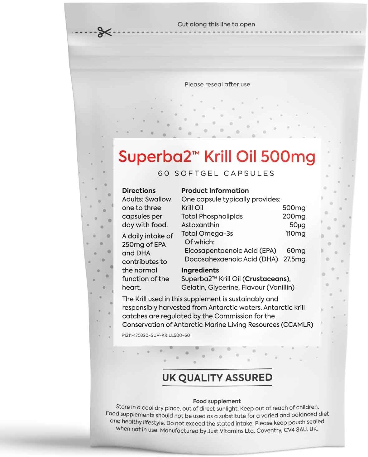 Just Vitamins Krill Oil 500mg 60 Capsules : Amazon.co.uk: Health & Personal Care