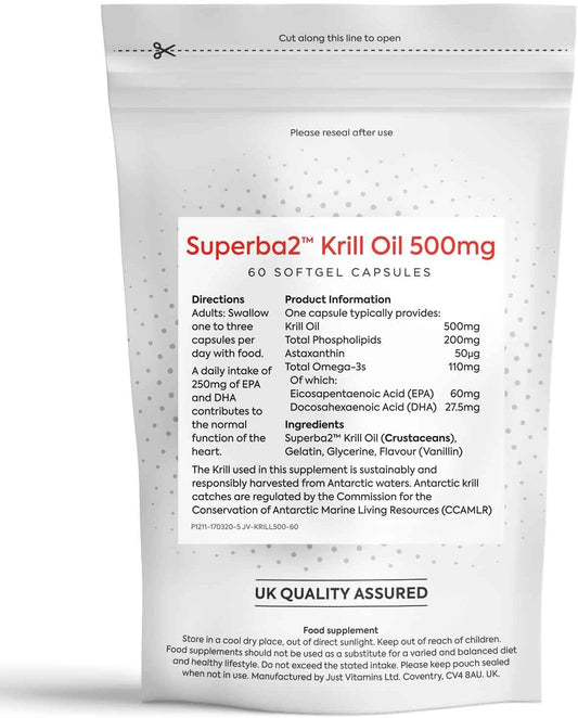 Just Vitamins Krill Oil 500mg 60 Capsules : Amazon.co.uk: Health & Personal Care