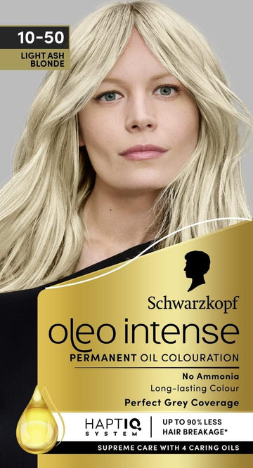 Schwarzkopf Oleo Intense Permanent Oil Colour Hair Dye, 100% Grey Coverage, Conditioner With Haptiq System, Long-Lasting Colour, Ammonia Free Hair Dye - 6-10 Espresso Blonde