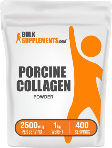 Bulksupplements.Com Porcine Collagen Powder - Hydrolyzed Collagen Powder, Collagen Supplement, Collagen Protein Powder - Gluten Free, 2500Mg Per Serving, 1Kg (2.2 Lbs) (Pack Of 1)