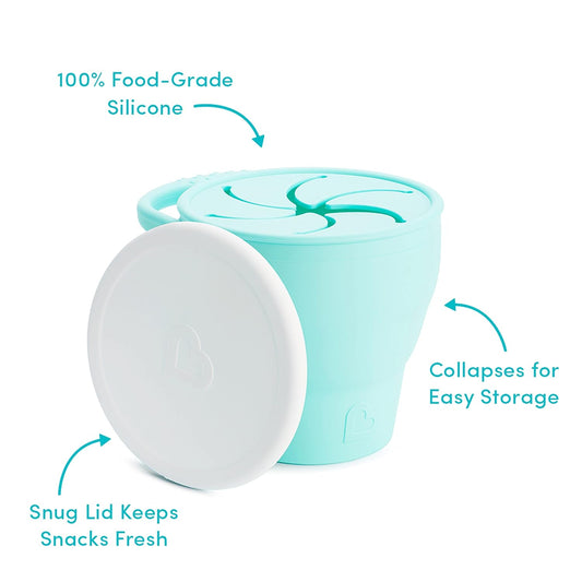 MunchkinĀ® CāEst Silicone! Collapsible Toddler Snack CatcherĀ® Cup With Lid, Mint