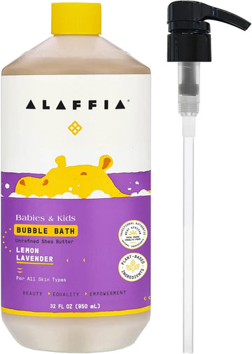 Alaffia Babies & Kids Bubble Bath, Eucalyptus Mint, Pump Included – Gentle Cleanser With Raw Shea Butter And Lemon Balm, 32 Fl Oz
