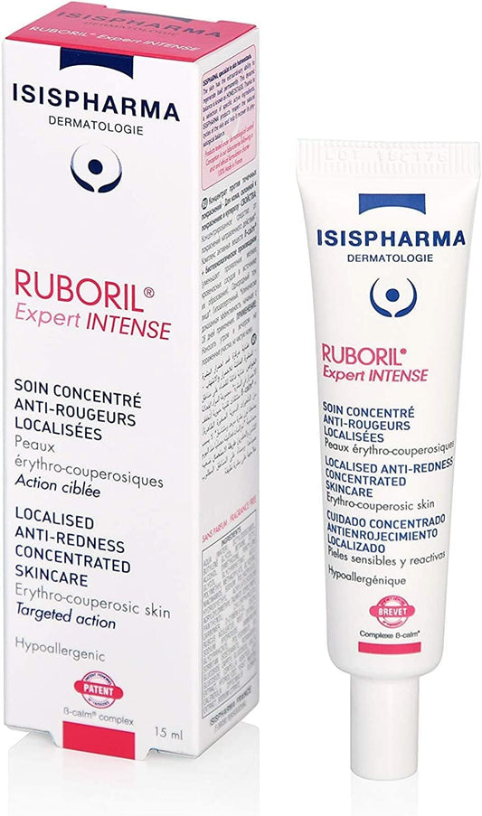 Isispharma Ruboril Expert Intense 15 Ml - Gel-Cream Skincare - Soothes And Reduces Sensations Of Discomfort - Redness Solusions For Sensitive Skin - Hydrating Serum Gel - Made In France