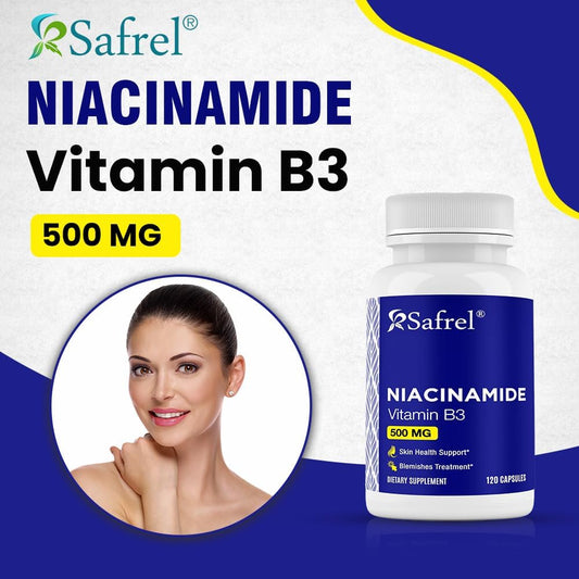 Safrel Niacinamide 500Mg (Vitamin B3) - 120 Capsules - Skin Health & Blemish Support - Non-Gmo, Gluten-Free - Flush-Free Formula - For Men And Women’S Health