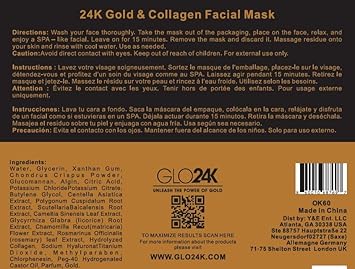 24K Gold And Collagen Facial Mask A Potent Hydrating, Nourishing, And Recharging 24K Gold And Collagen Facial Mask : Beauty & Personal Care