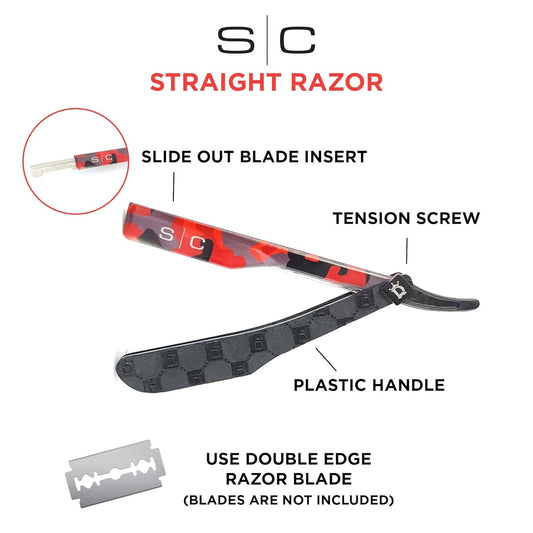 Stylecraft X Deluxe Line Professional Barber Straight Razor Camo Red (Blade Not Included)