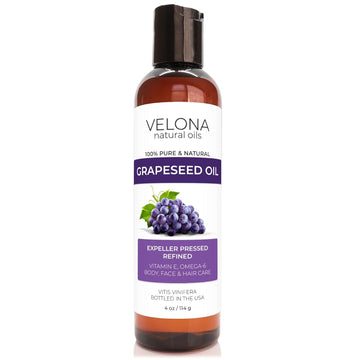 velona Grapeseed Oil 4 oz | 100% Pure and Natural Carrier Oil | Refined, Cold pressed | Cooking, Skin, Face, Body, Hair Care | Use Today - Enjoy Results