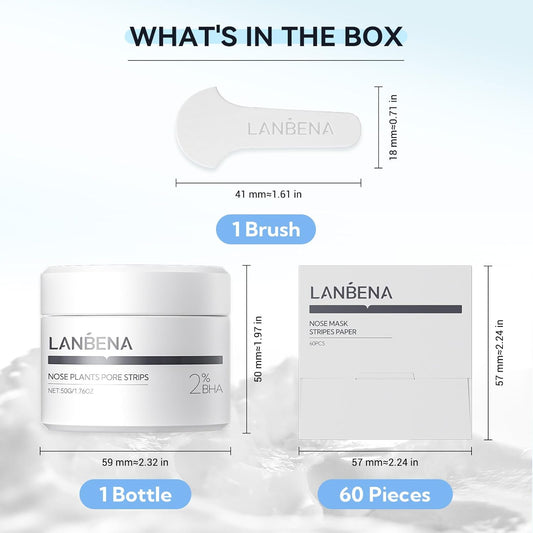 Lanbena 3 In 1 Blackhead Removing Set, Bamboo Charcoal Pore Strips 30G+Pore Serum 30Ml, Black Head Remover Mask For Face, Pore Minimizer & Reducer For Face, Leaving Your Skin Fresh And Clean