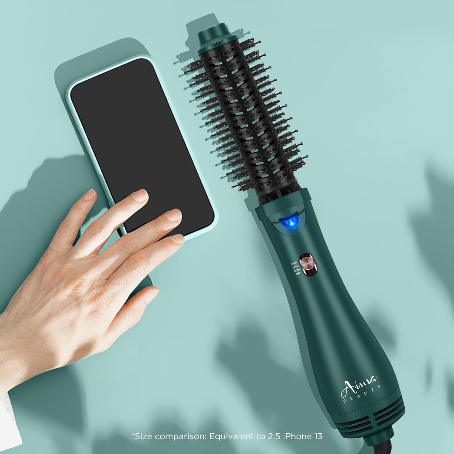 Aima Beauty Hair Dryer Brush, One Step Hair Dryer & Volumizing Hot Air Brush, 3 Heat/Speed Settings, Advanced Ionic Technology, Ceramic Coating, Nylon Pins & Tufted Bristles, Dark Green, 1000W, 125V : Beauty & Personal Care