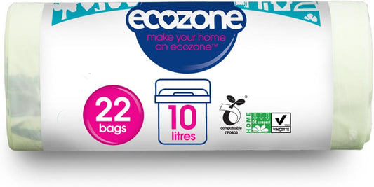 Ecozone Compostable Caddy Liners, 10 Litre, Pack Of 25, Total 550 Bags