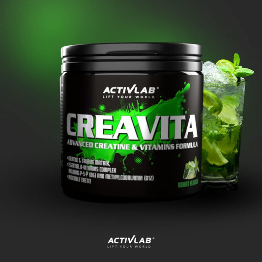 Activlab Creavita | Jar 300G | 30 Servings | Mohito Flavor | Creatine | Taurine | B Vitamins | Increasing Strength | Powder | 3X Lab Tested