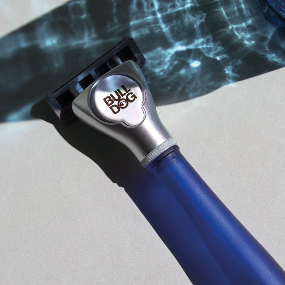 Bulldog Mens Skincare And Grooming Sensitive Recycled Glass Handle Razor With Razor Stand : Beauty & Personal Care