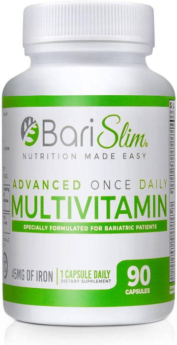 Advanced Once Daily Bariatric Multivitamin Capsule - 45 Mg Of Iron - Bariatric Vitamin For Post Bariatric Surgery Including Gastric Bypass And Gastric Sleeve | 90 Day Supply