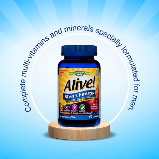 Alive! Men'S Energy Soft Jell Multivitamins | 60 Chewable Gummies | Complete Multi-Vitamins Specially Formulated For Men | Get More Out Of Life
