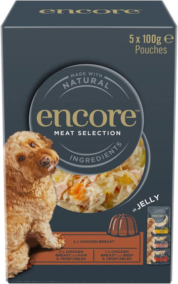 Encore Natural Wet Dog Food Pouches, Chicken With Meat Selection In Jelly Pouch, 100 G (Pack Of 5X100G)Enc9250-1En