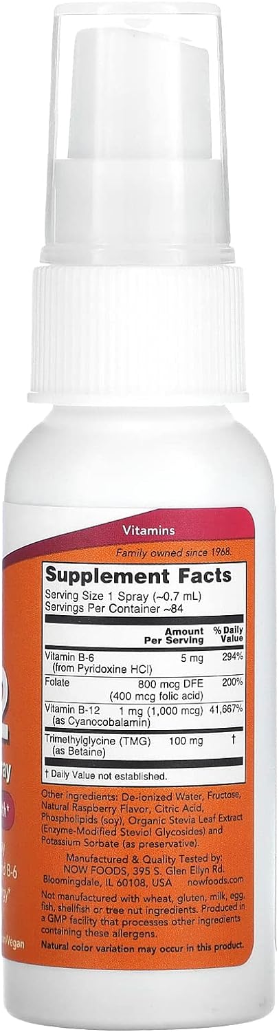 Now Foods B-12 Liposomal Spray, 1,000 Mcg, 2 Fl Oz (59 Ml)